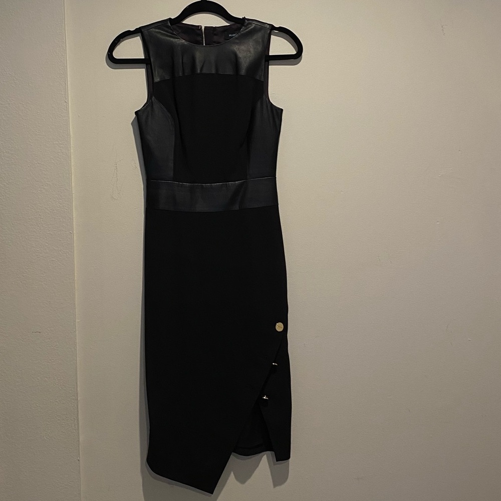 Marciano Black dress with leather details and gold buttons